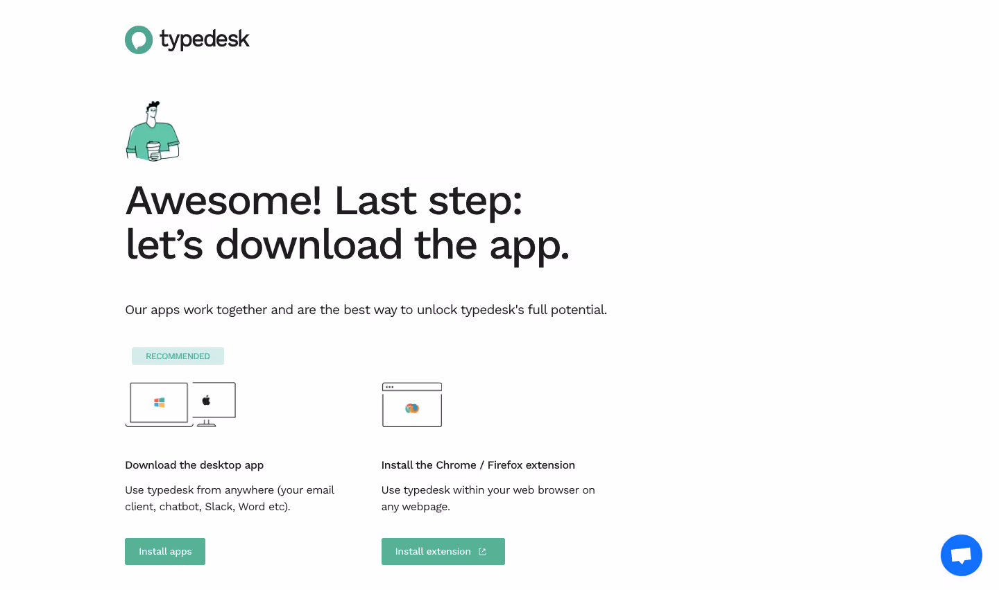Typedesk Sign Up Flow