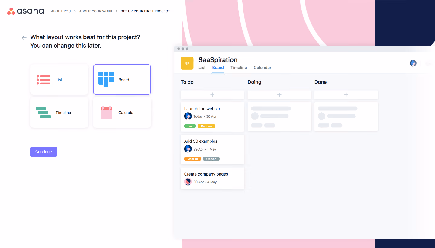 Asana Sign Up Flow