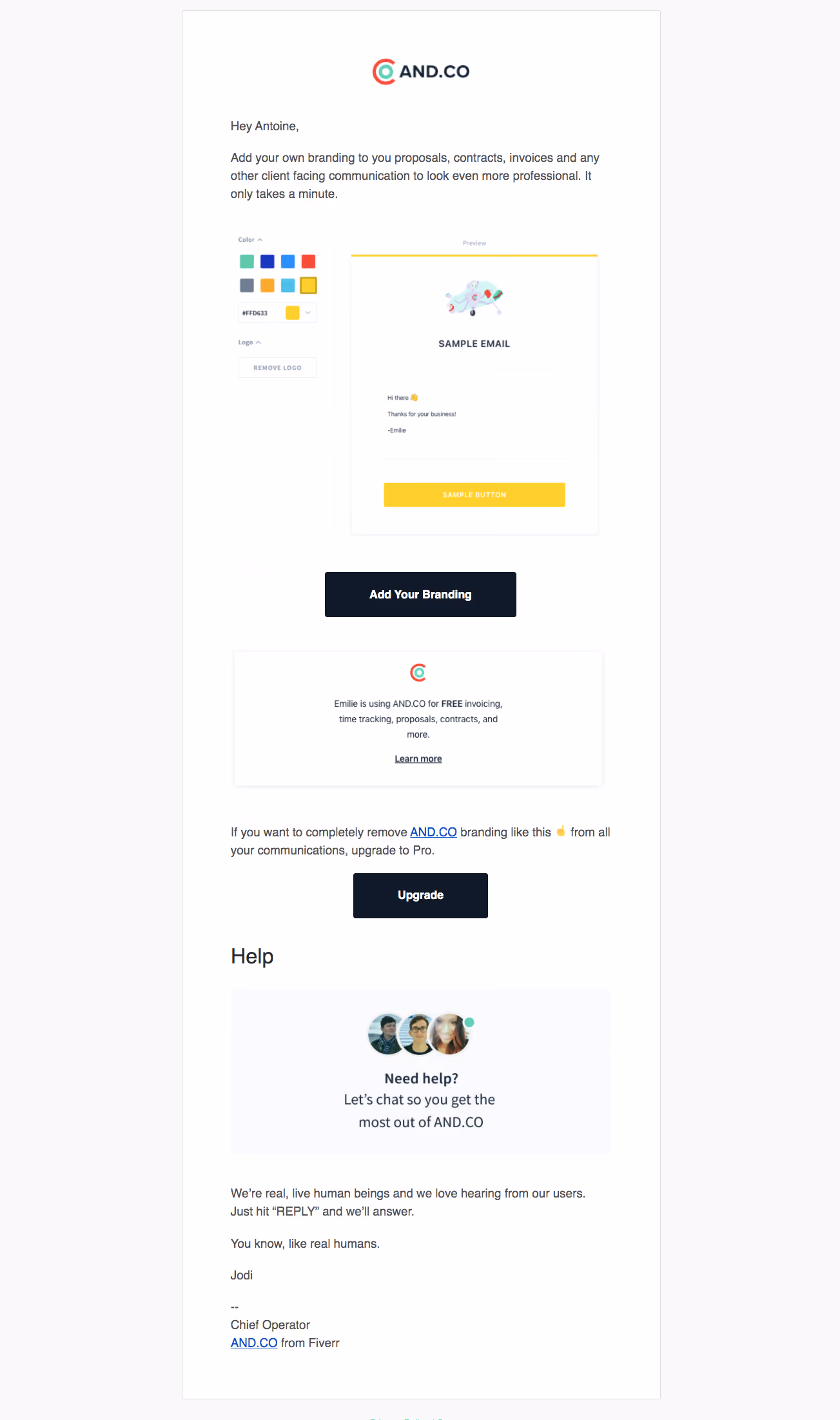 AND.CO Onboarding Email Flow