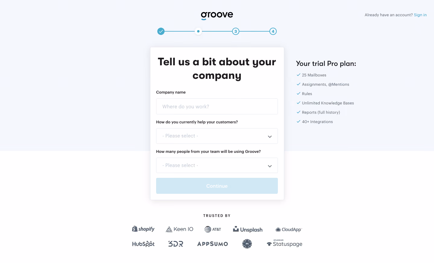 Groove Sign Up Flow