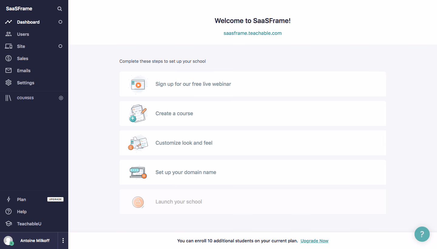 Teachable Sign Up Flow