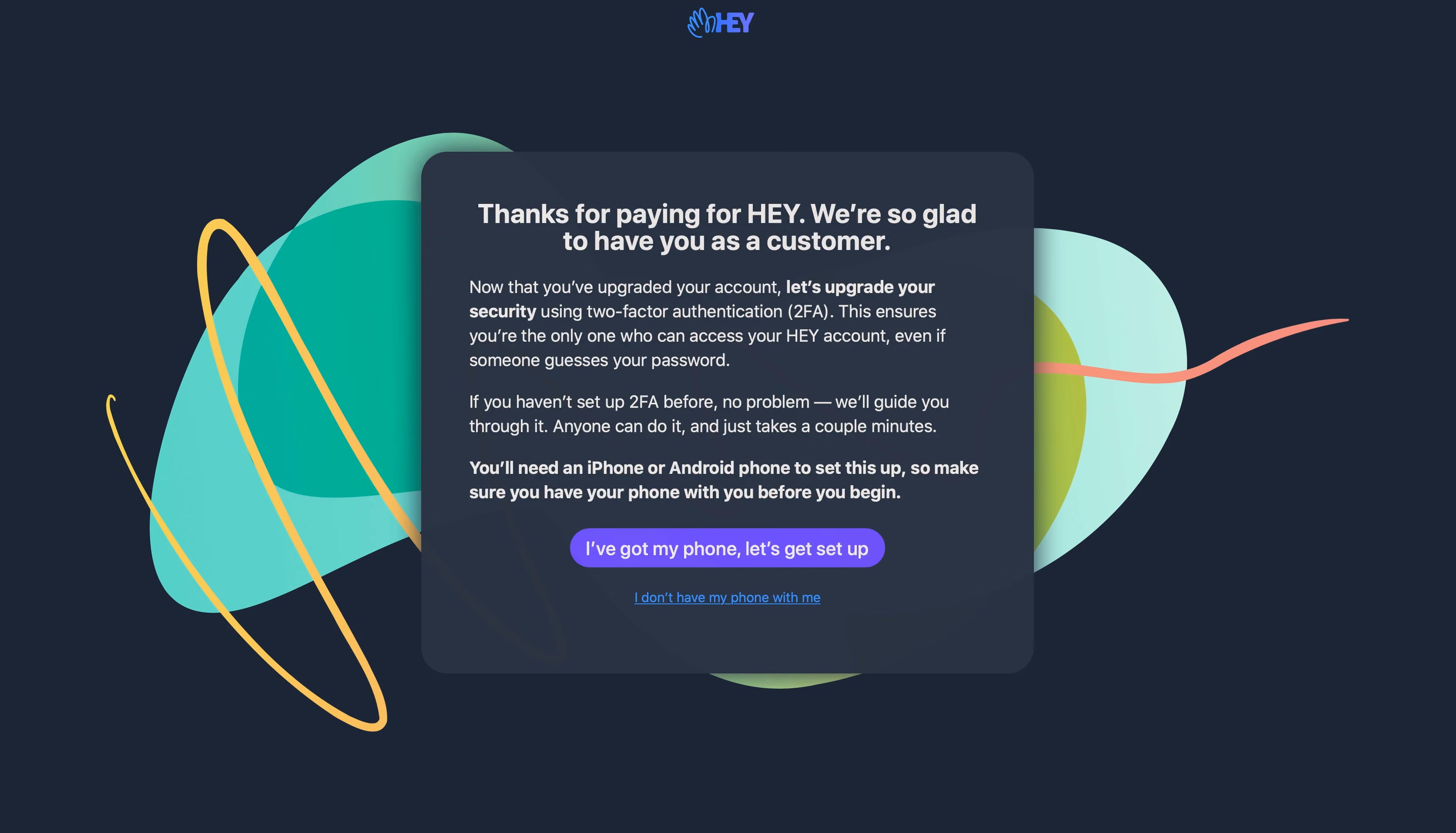 Hey Sign Up Flow