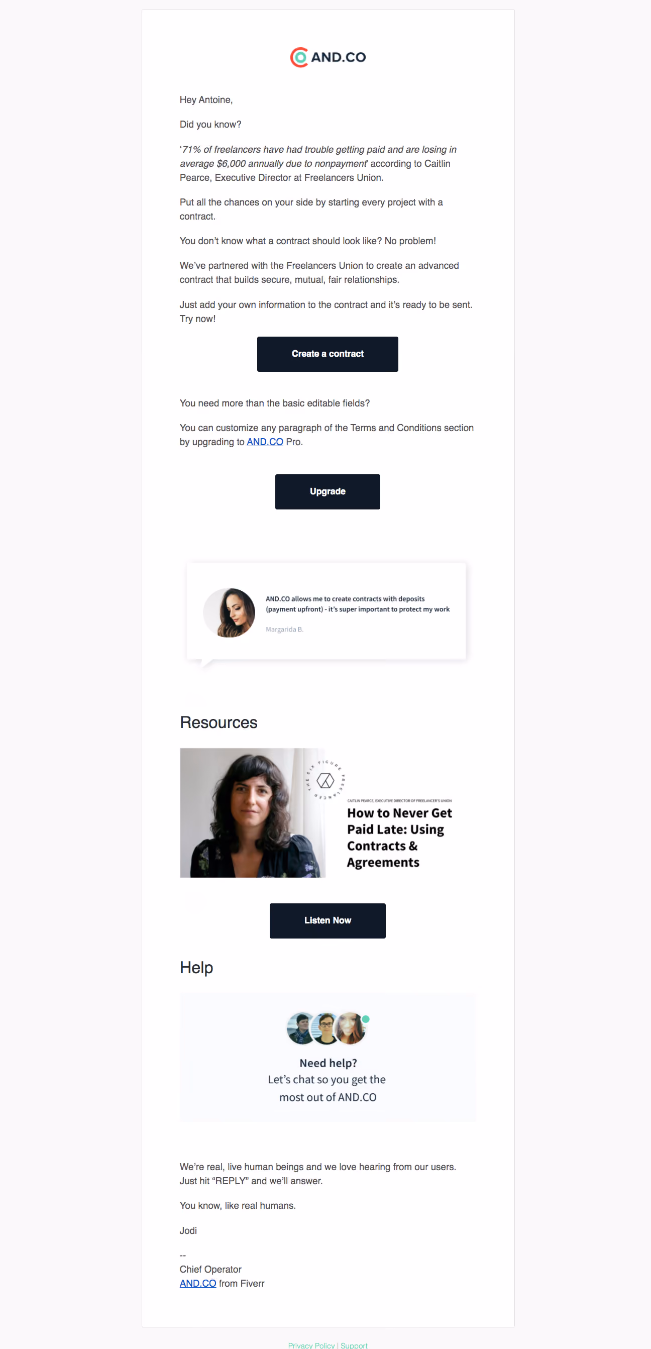 AND.CO Onboarding Email Flow