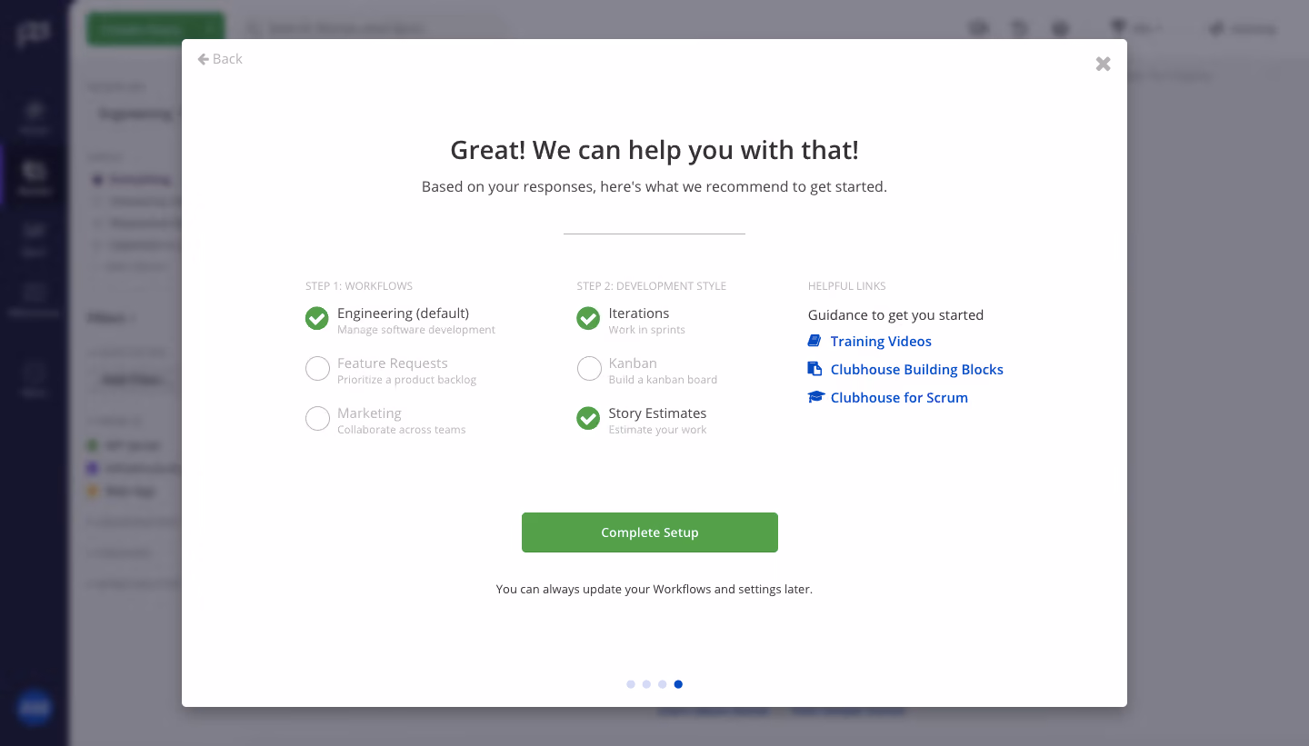 Shortcut lubhouse User Onboarding