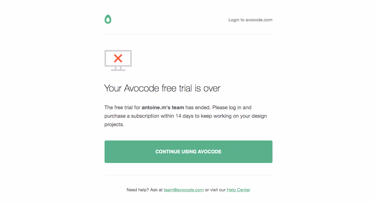 Avocode Free Trial Emails