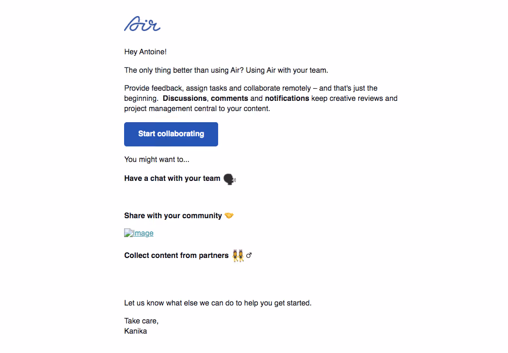 Air Onboarding Emails