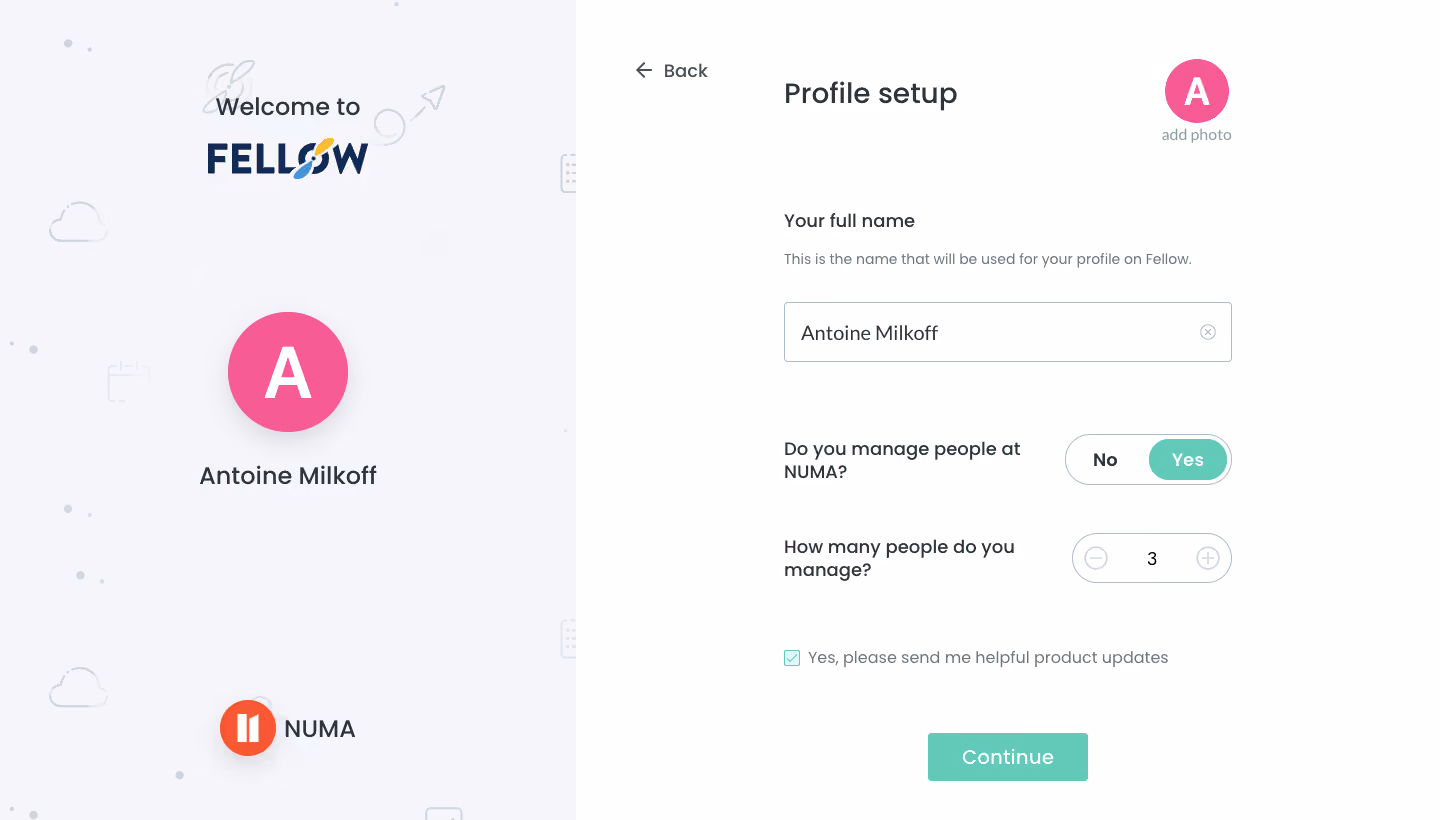 Fellow Sign Up Flow