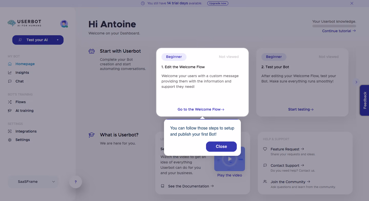 Userbot Product Tour