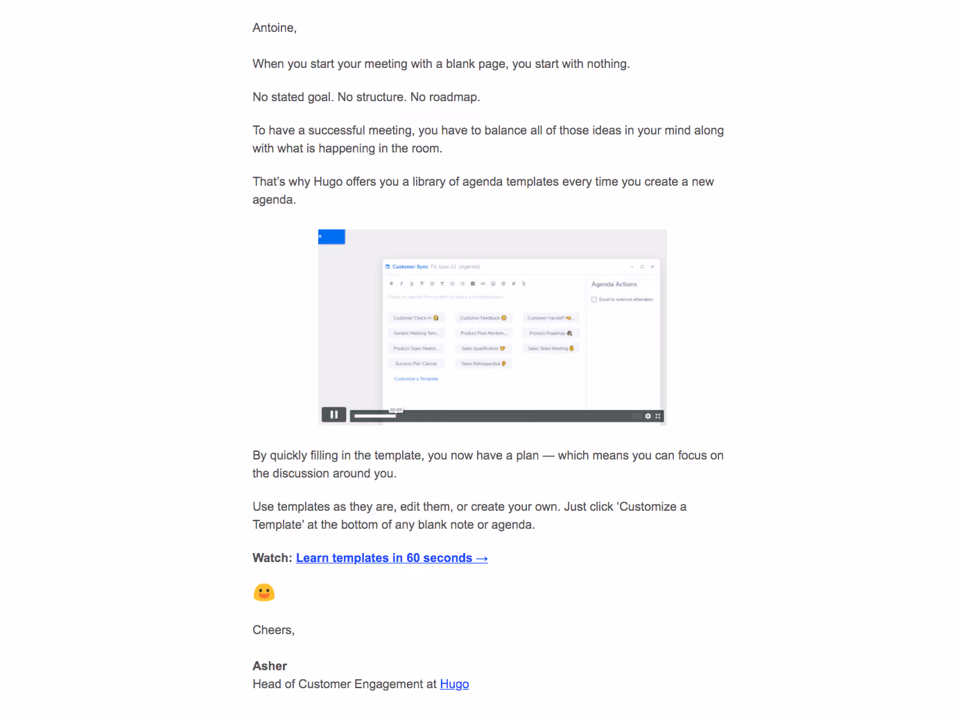 Hugo Onboarding Emails