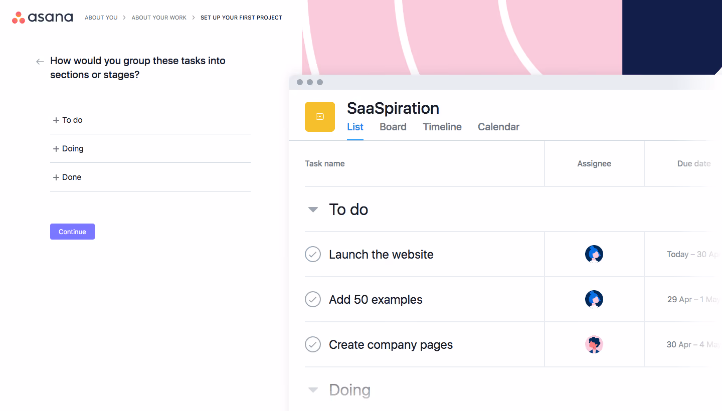 Asana Sign Up Flow