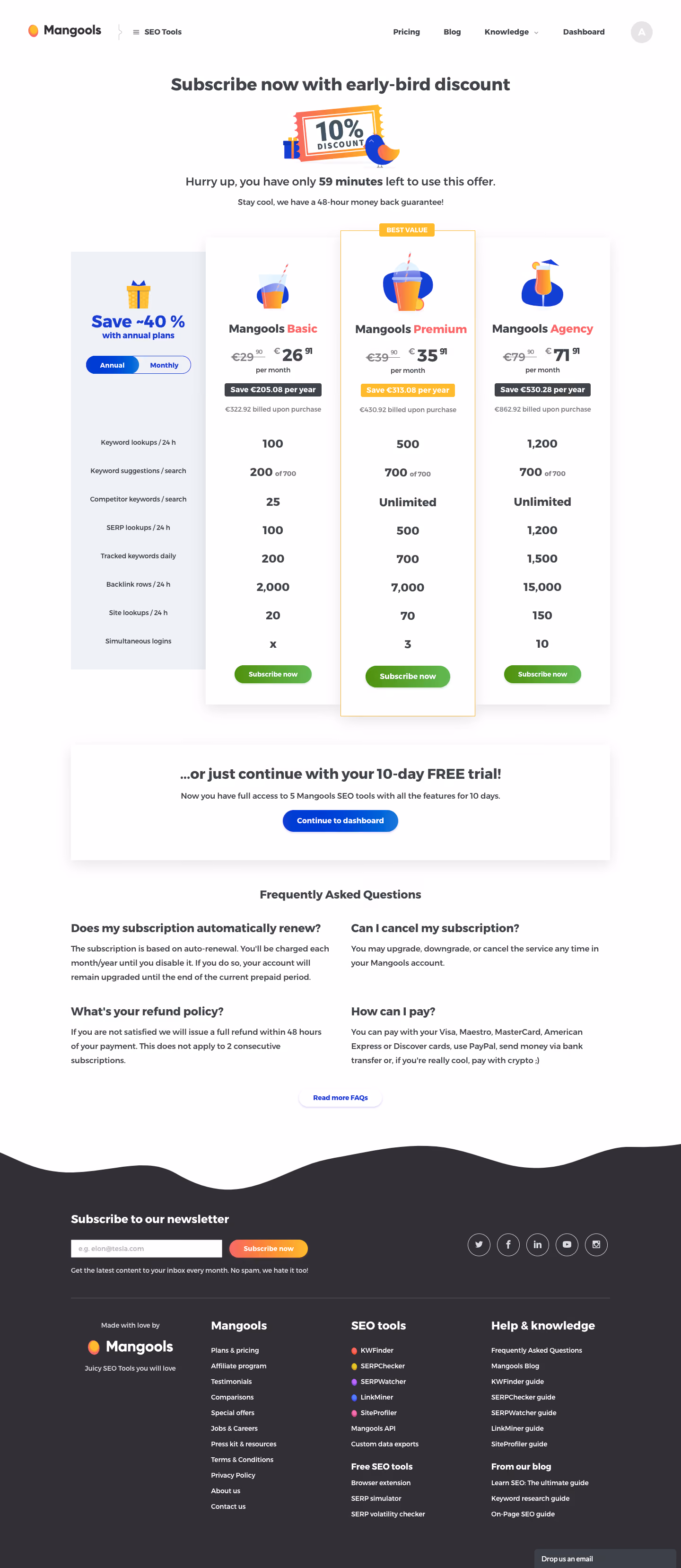 Mangools Sign Up Flow