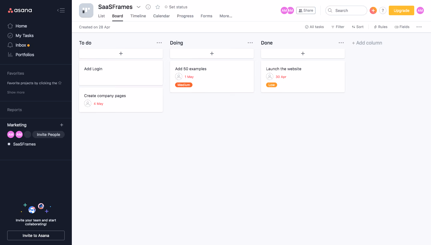 Asana Dashboard