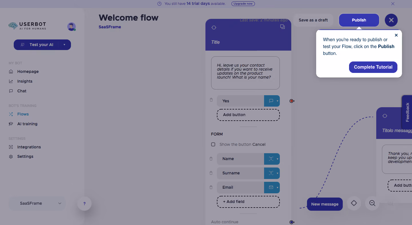 Userbot Product Tour