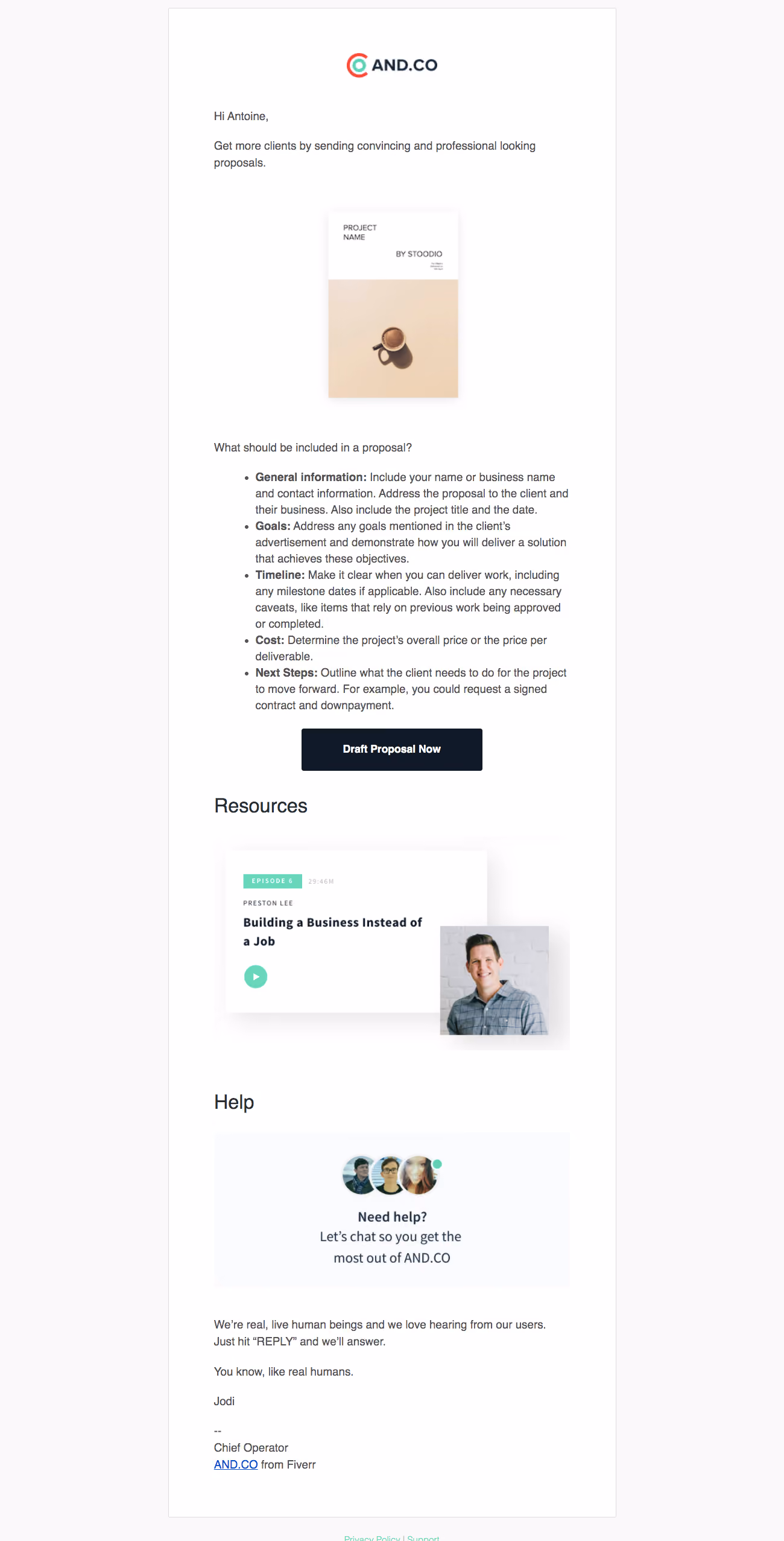 AND.CO Onboarding Email Flow
