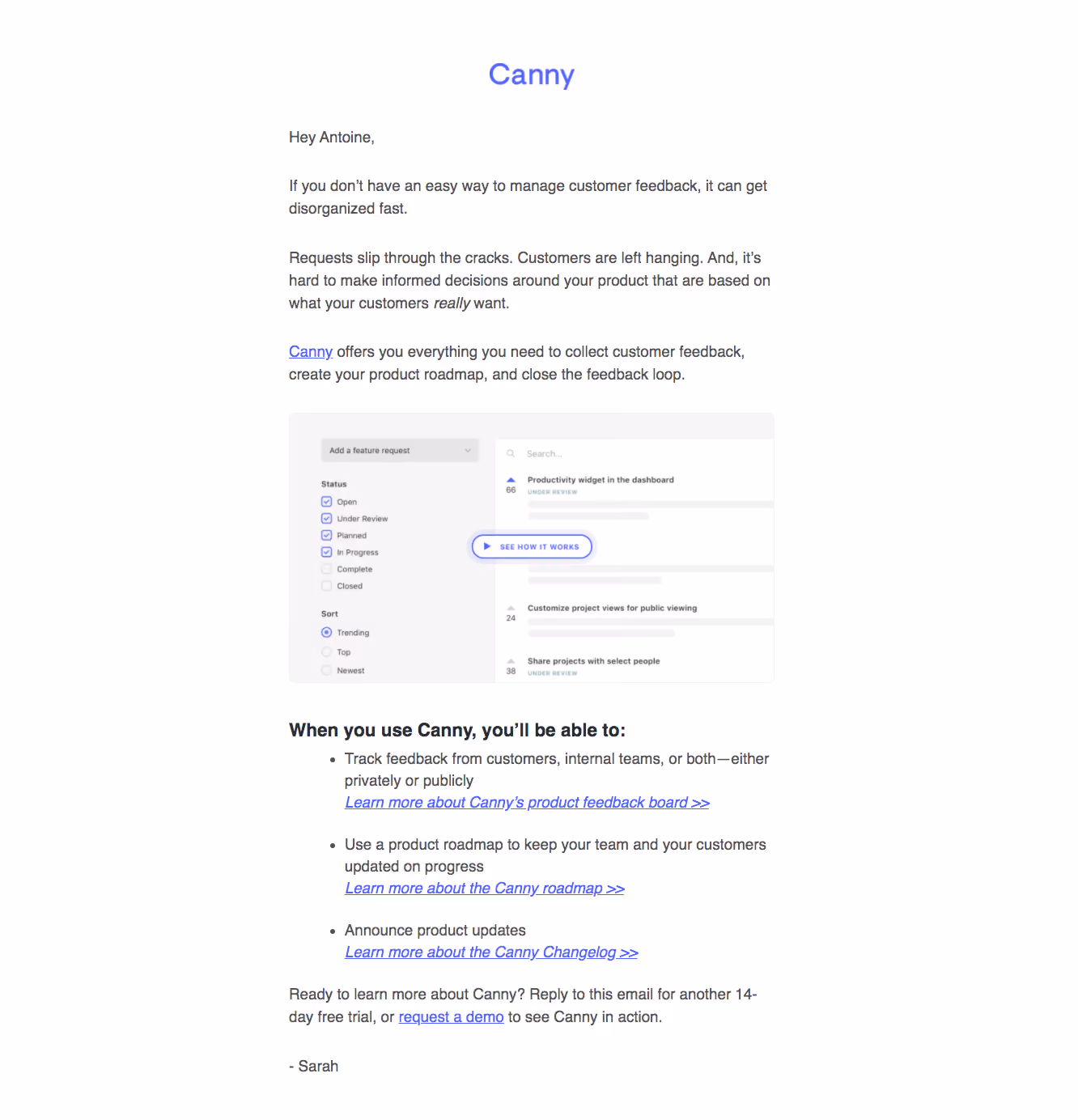Canny Onboarding Emails
