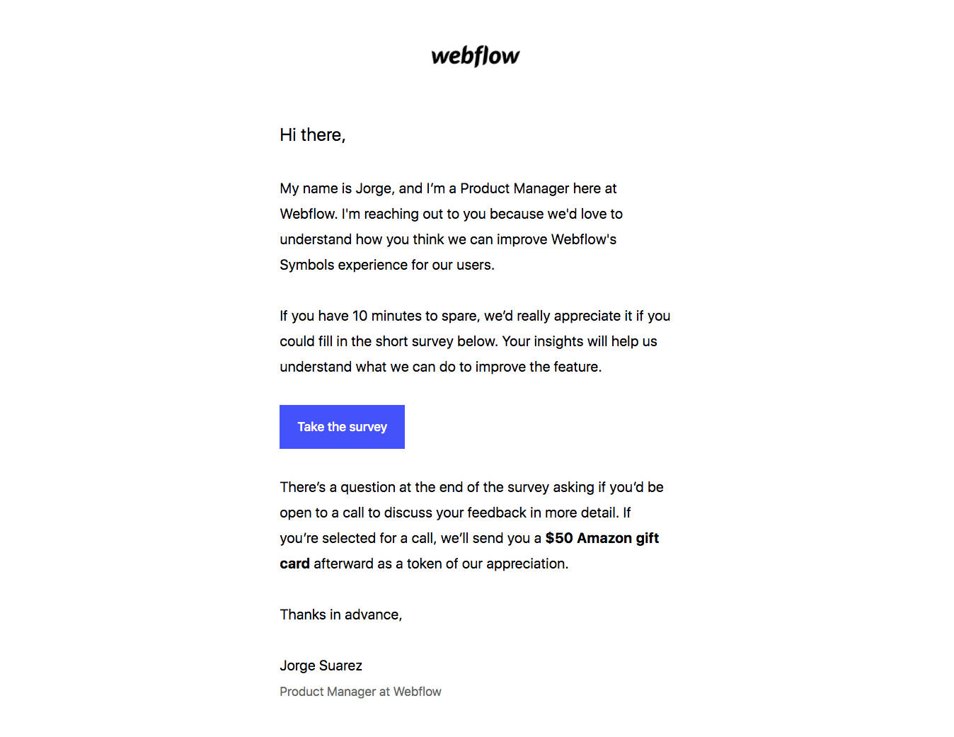 Webflow Survey Emails