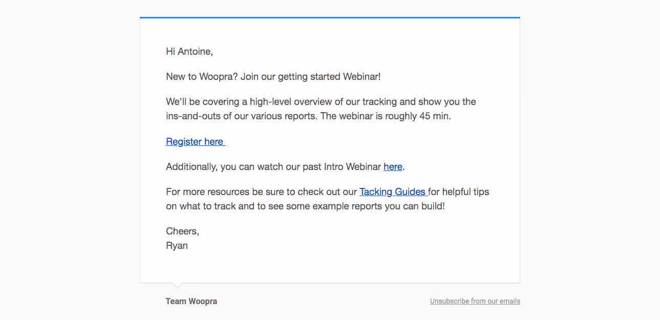 Woopra Onboarding Emails