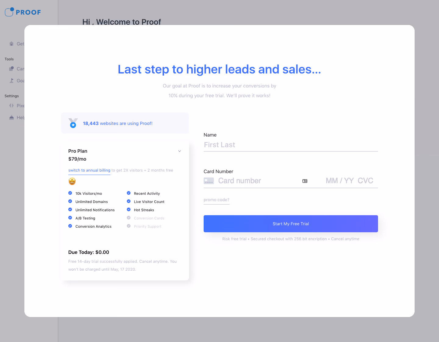 Proof Sign Up Flow