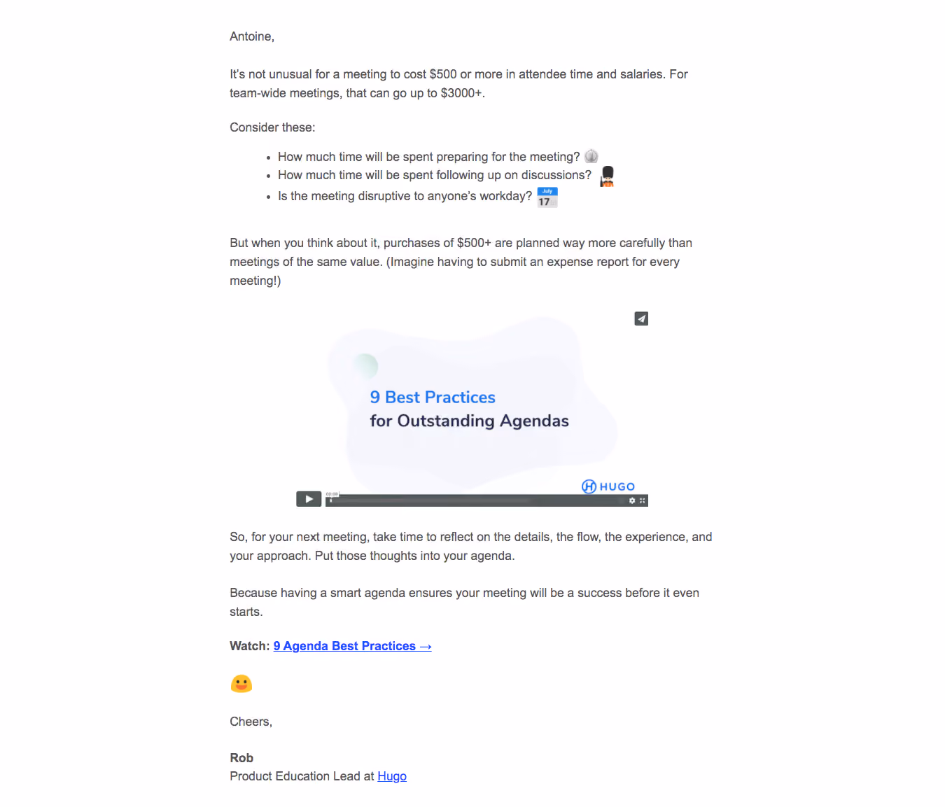 Hugo Onboarding Emails
