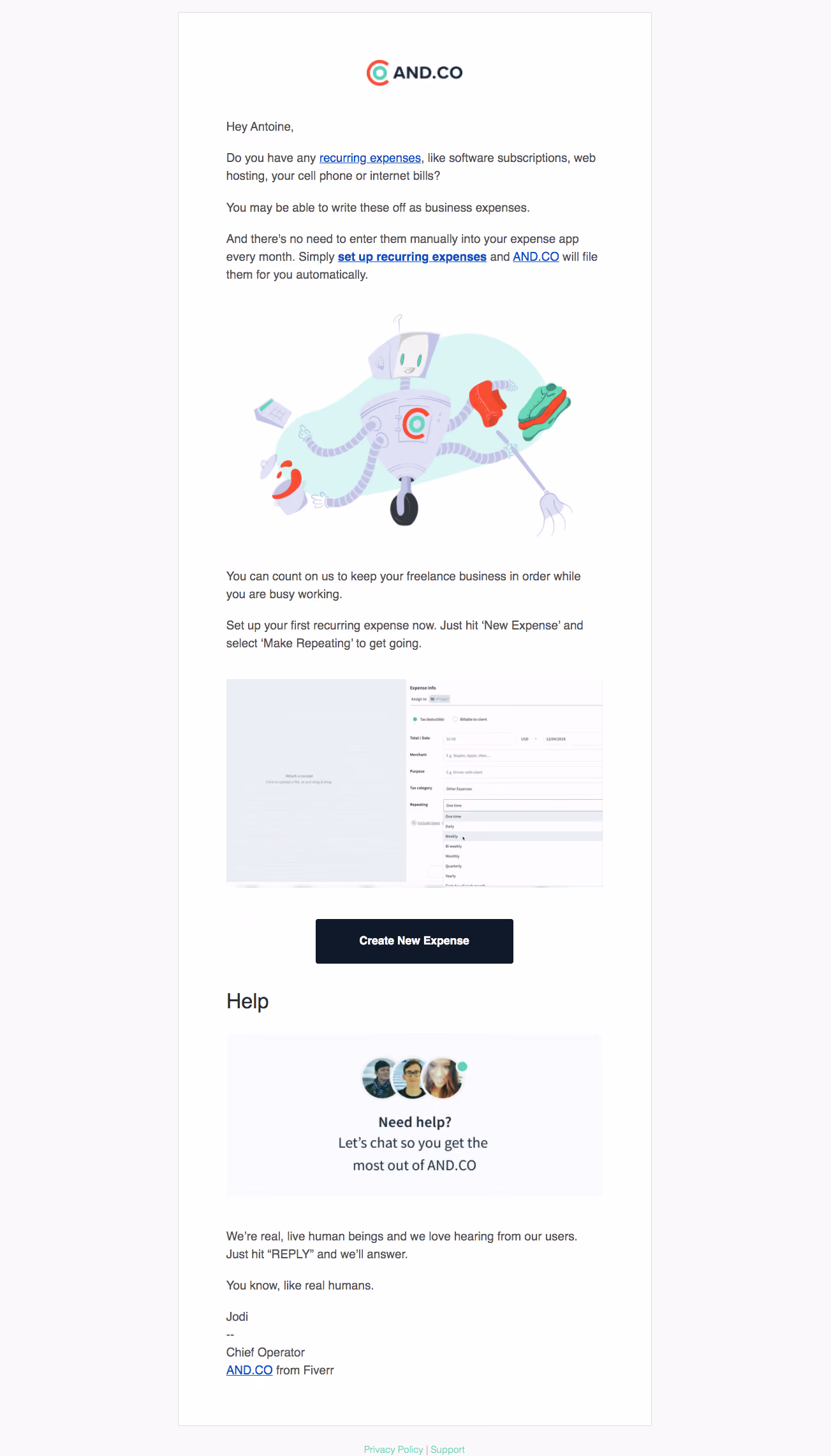 AND.CO Onboarding Email Flow