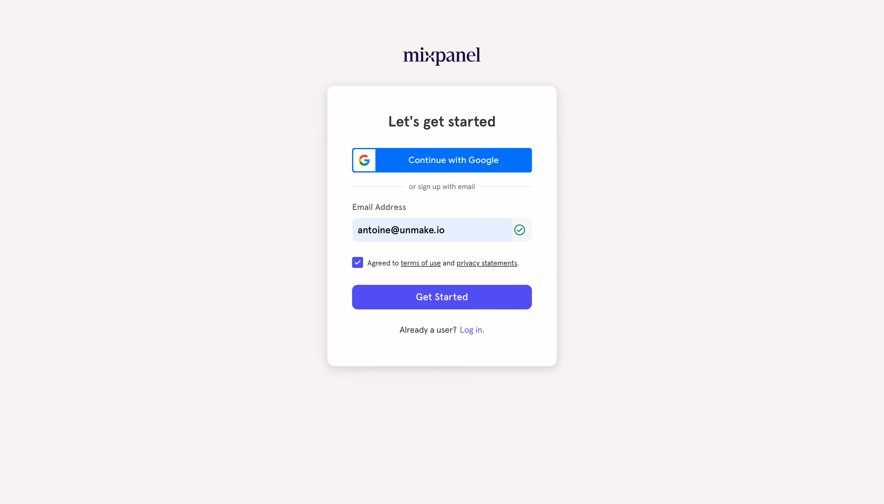 Mixpanel Sign Up Flow