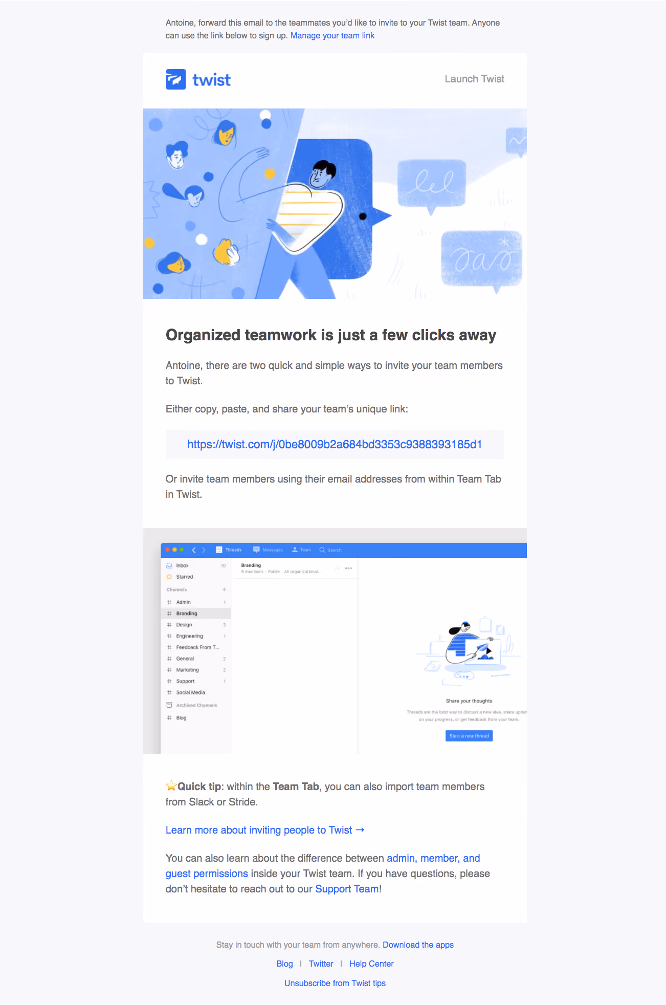 Twist Onboarding Emails