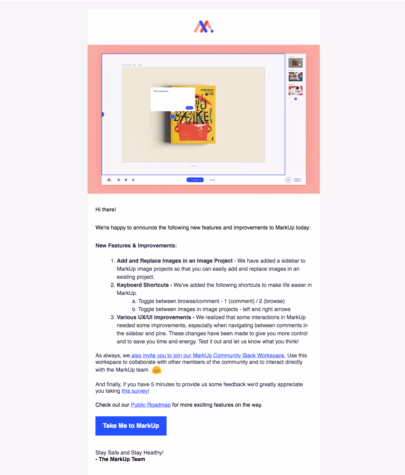MarkUp New Features Emails