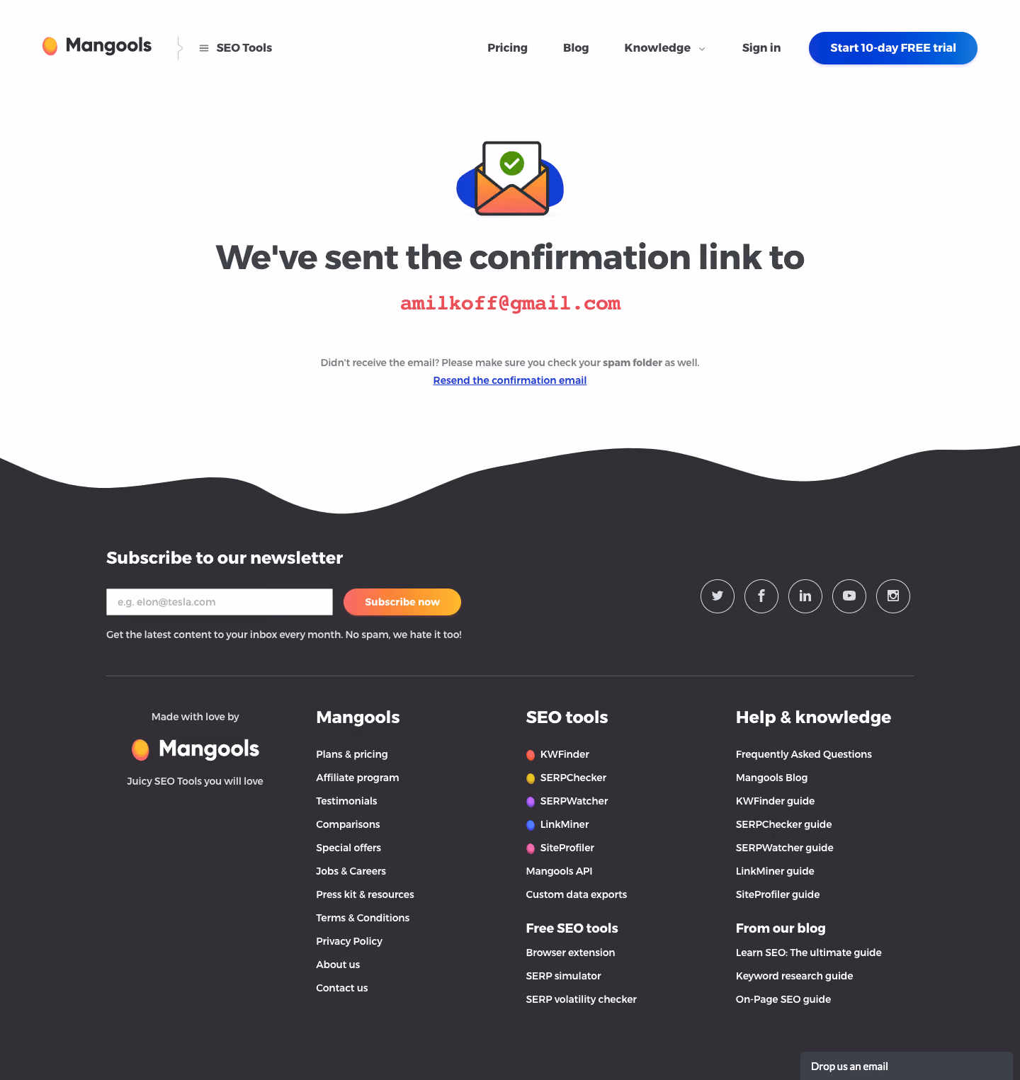 Mangools Email Verification