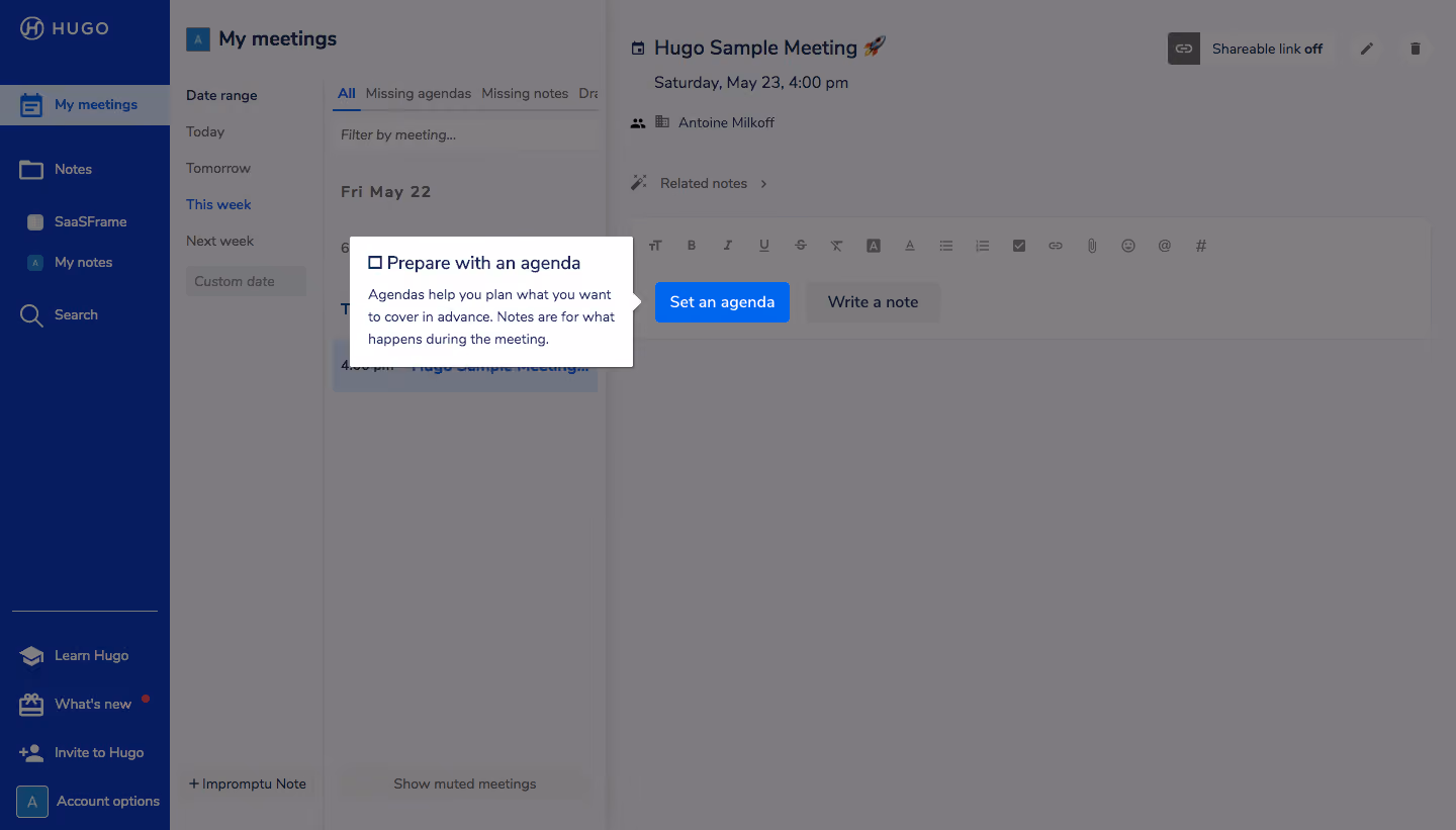 Hugo User Onboarding