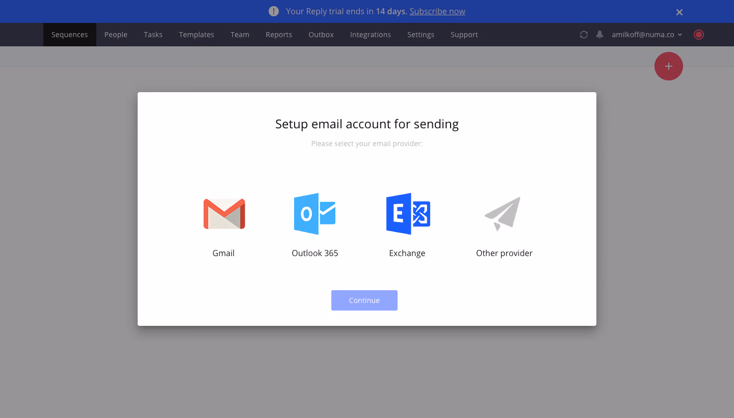 Reply Sign Up Flow