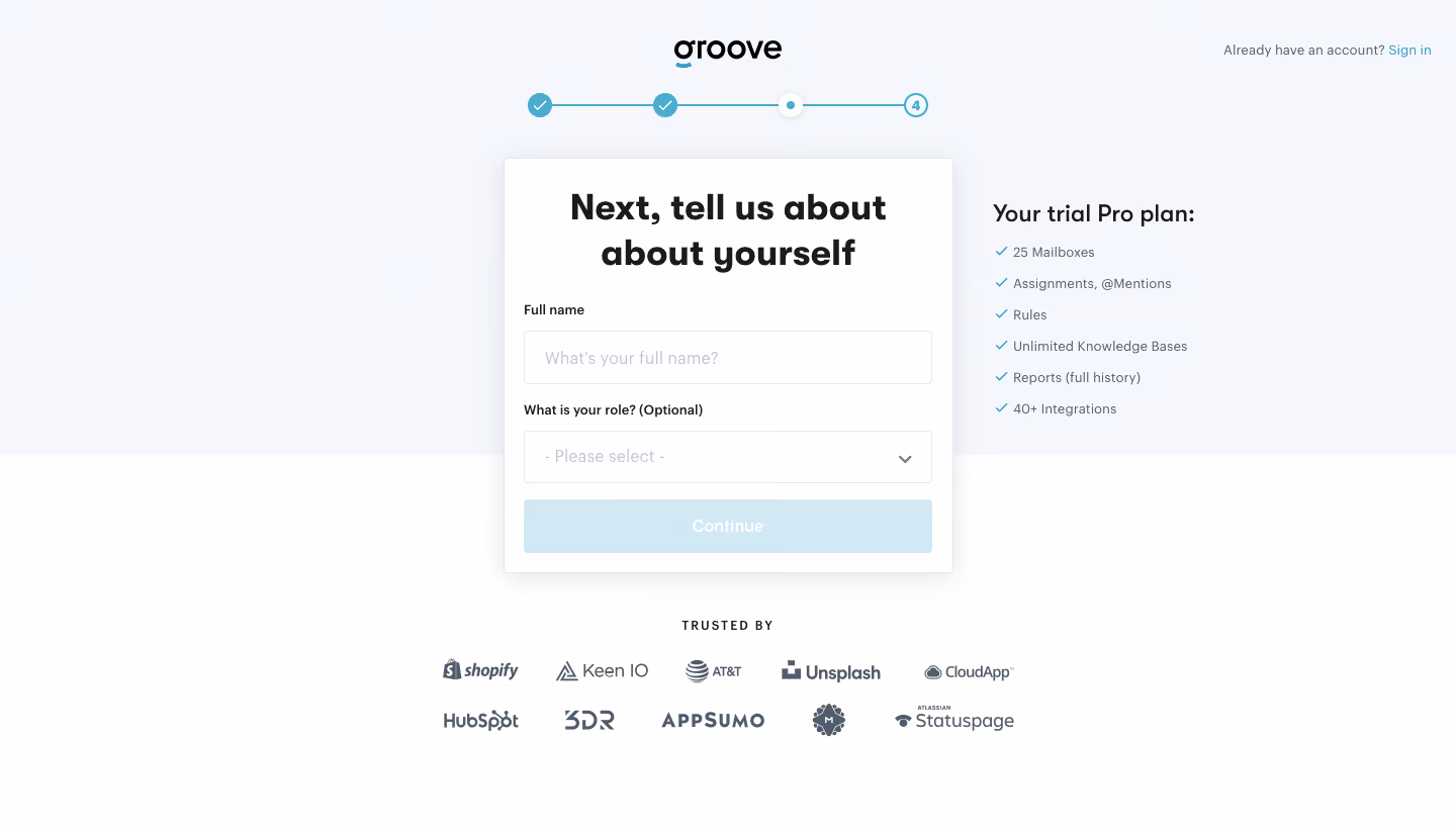 Groove Sign Up Flow