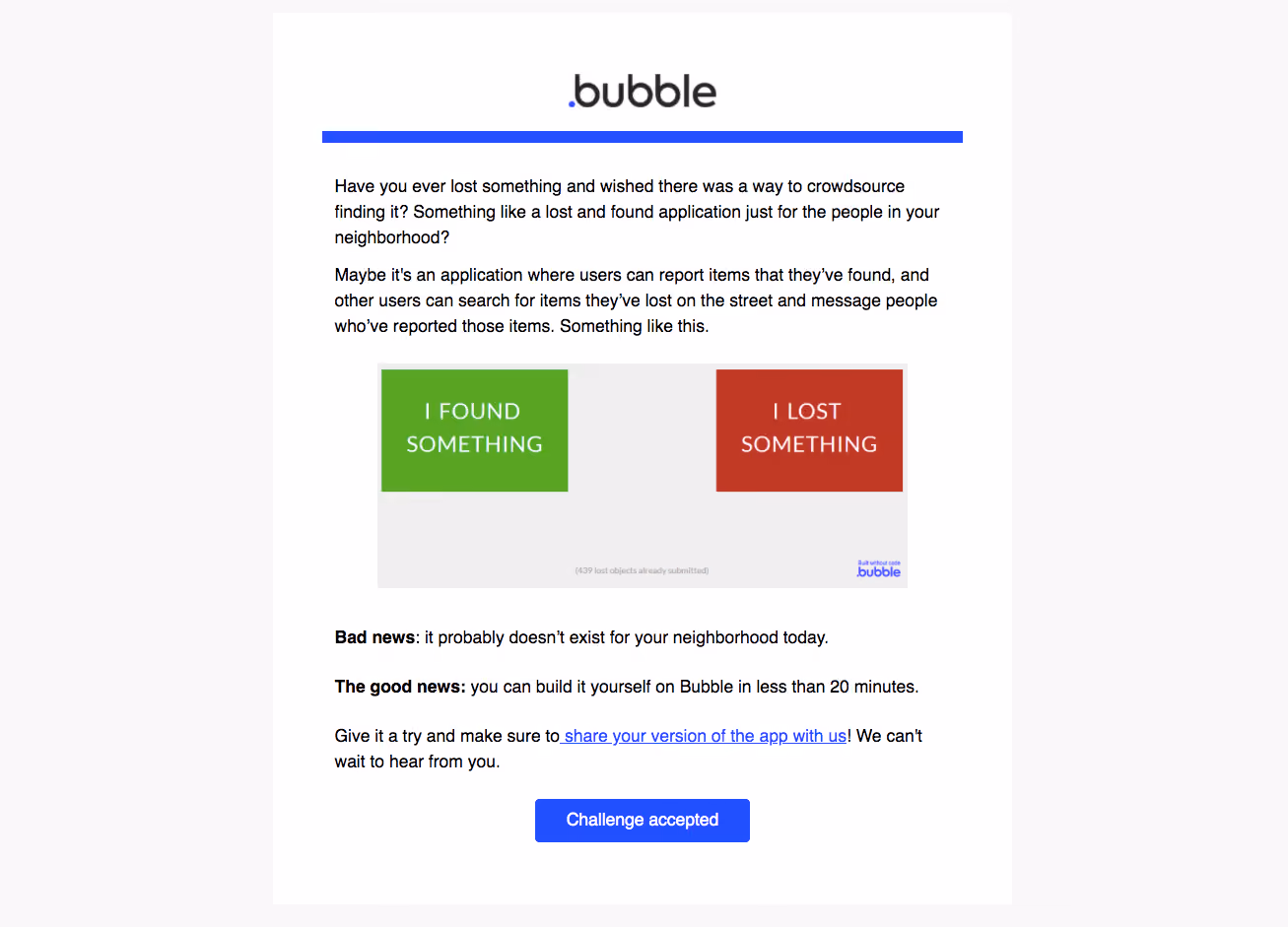 Bubble Onboarding Email Flow