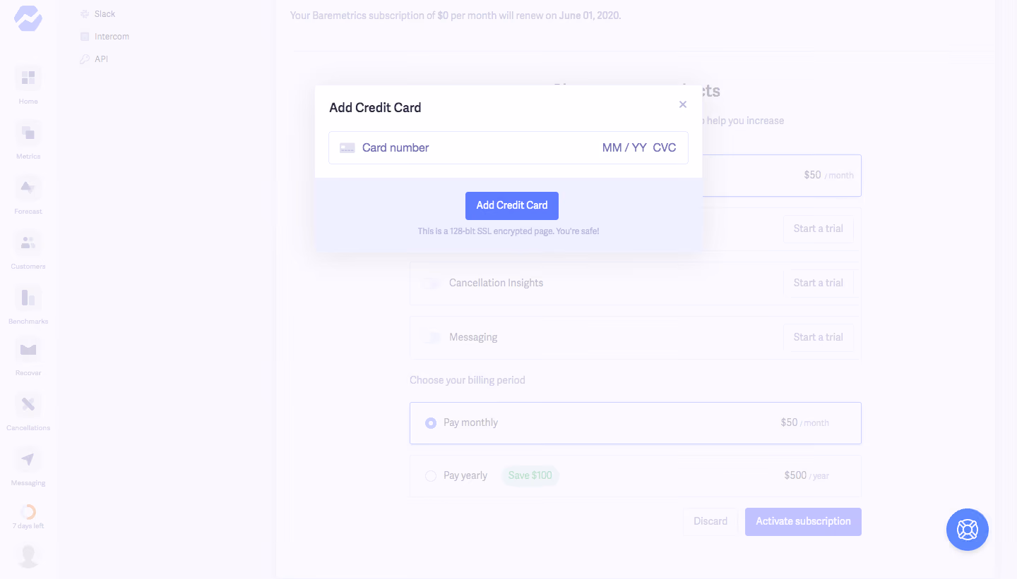 Baremetrics Upgrading Flow