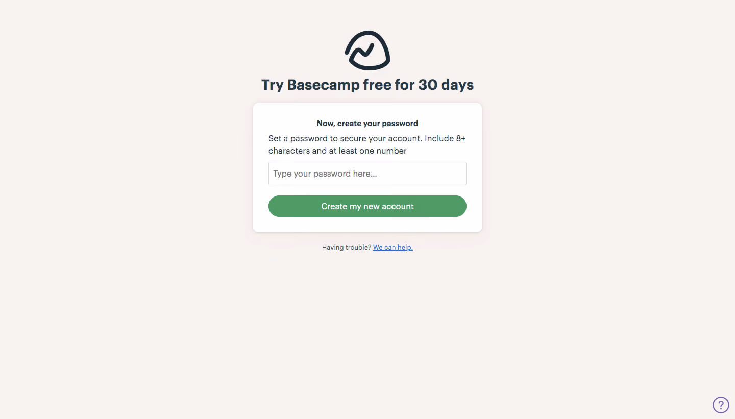 Basecamp Sign Up Flow