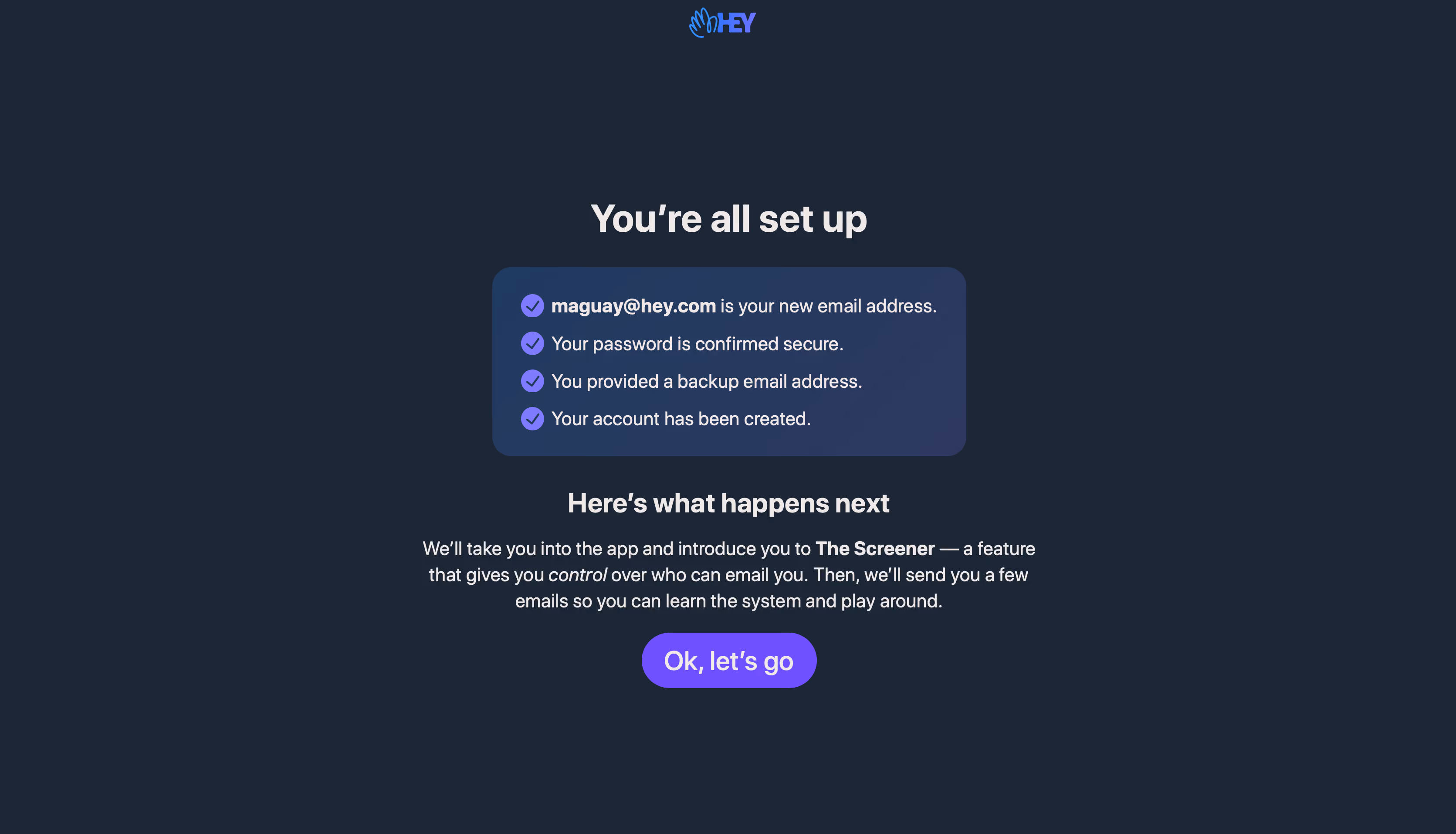 Hey Sign Up Flow
