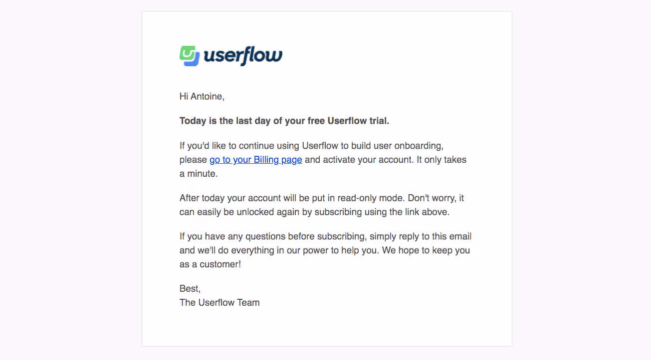 Userflow Free Trial Emails