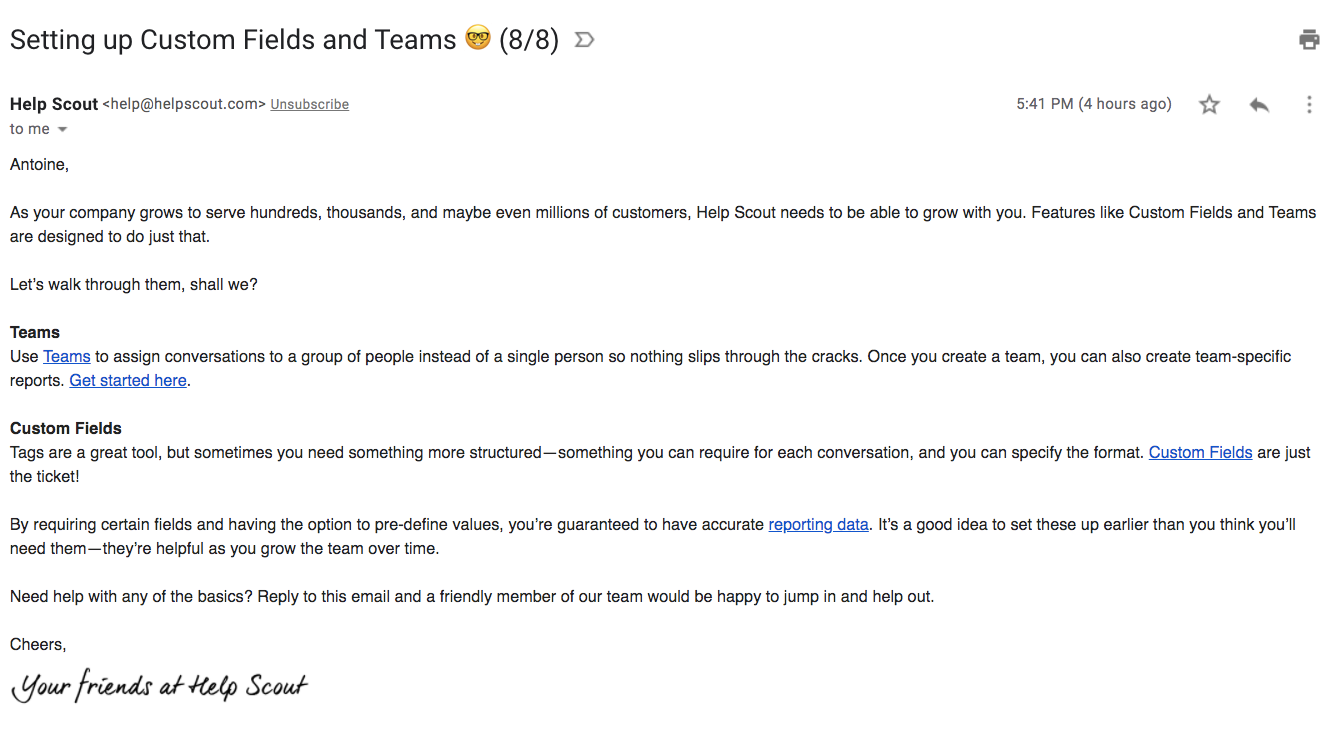 Help Scout Onboarding Emails
