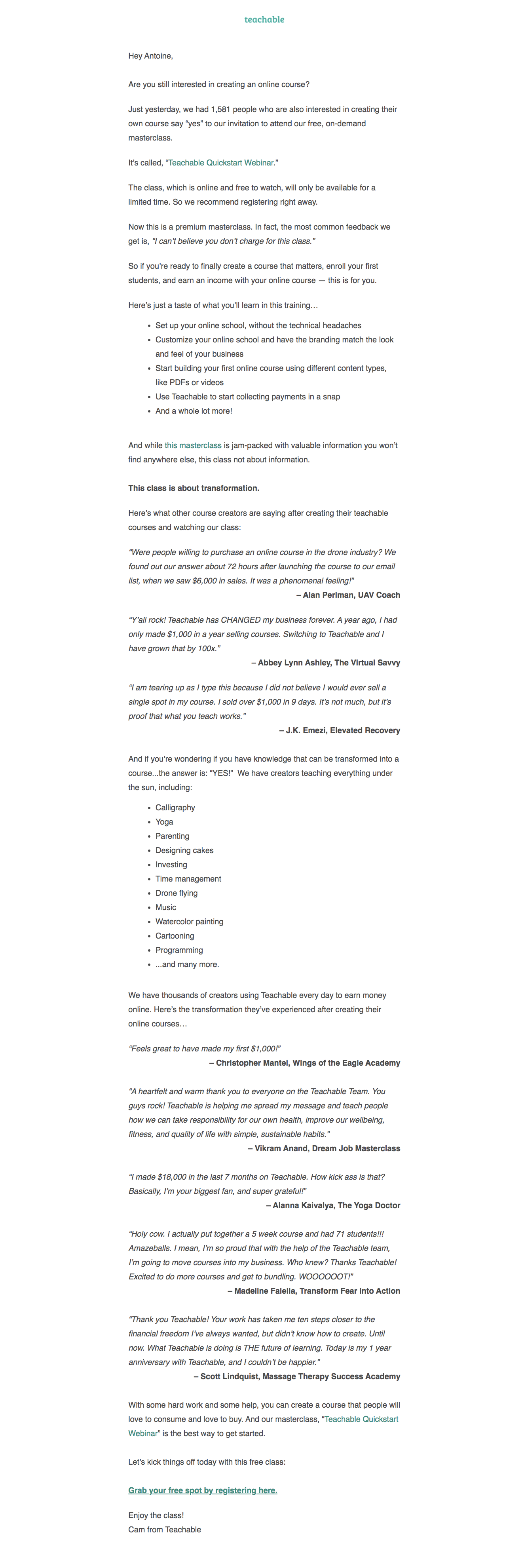 Teachable Onboarding Email Flow