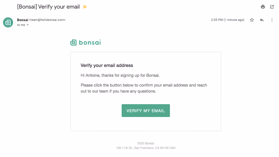 Bonsai Sign Up Flow