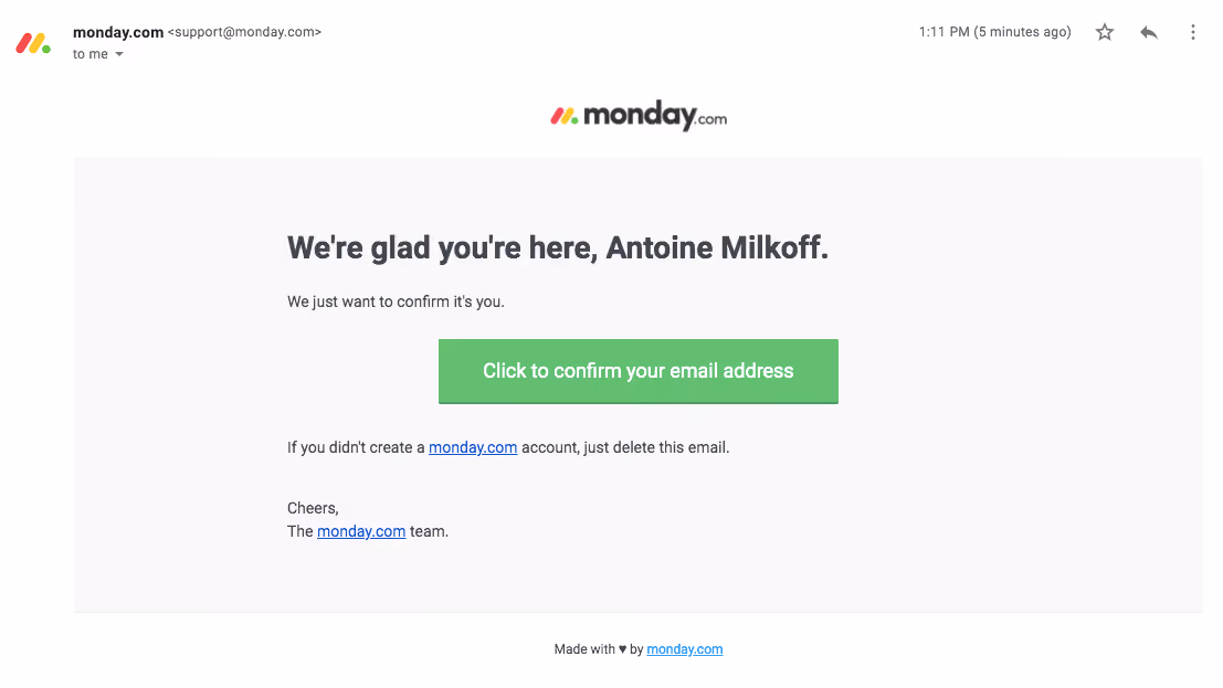 Monday Sign Up Flow