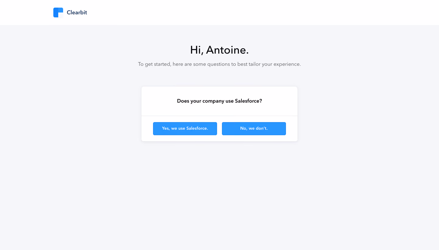 Clearbit Sign Up Flow