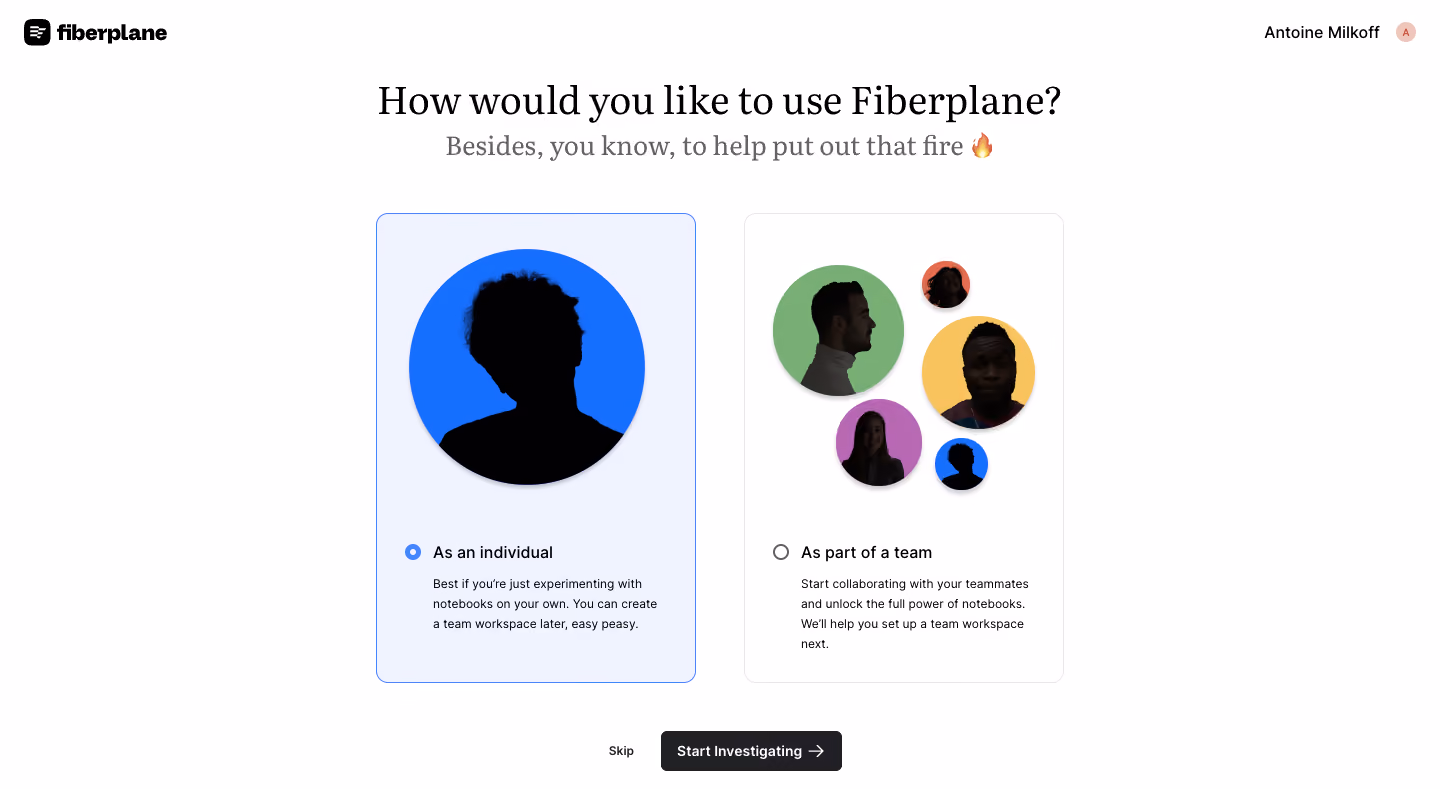Fiberplane Sign Up Flow