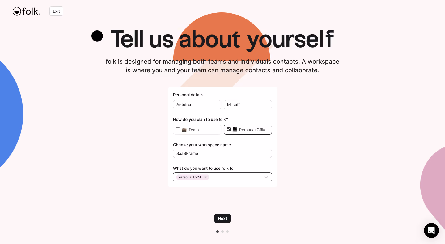 Folk Sign Up Flow