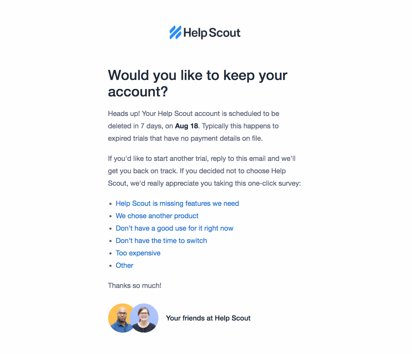 Help Scout Retention Emails