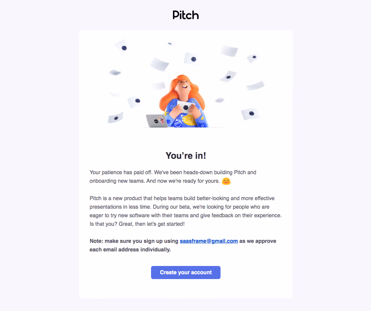 Pitch Early Access Emails