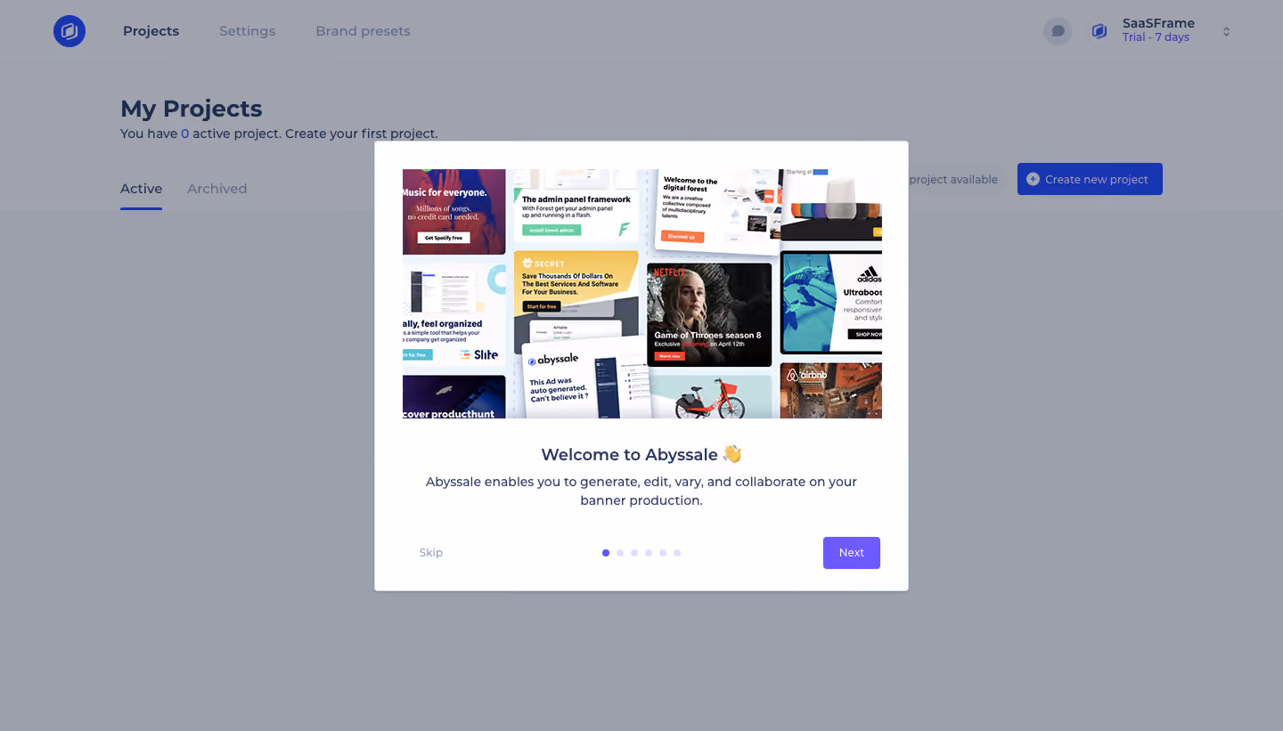 Abyssale User Onboarding