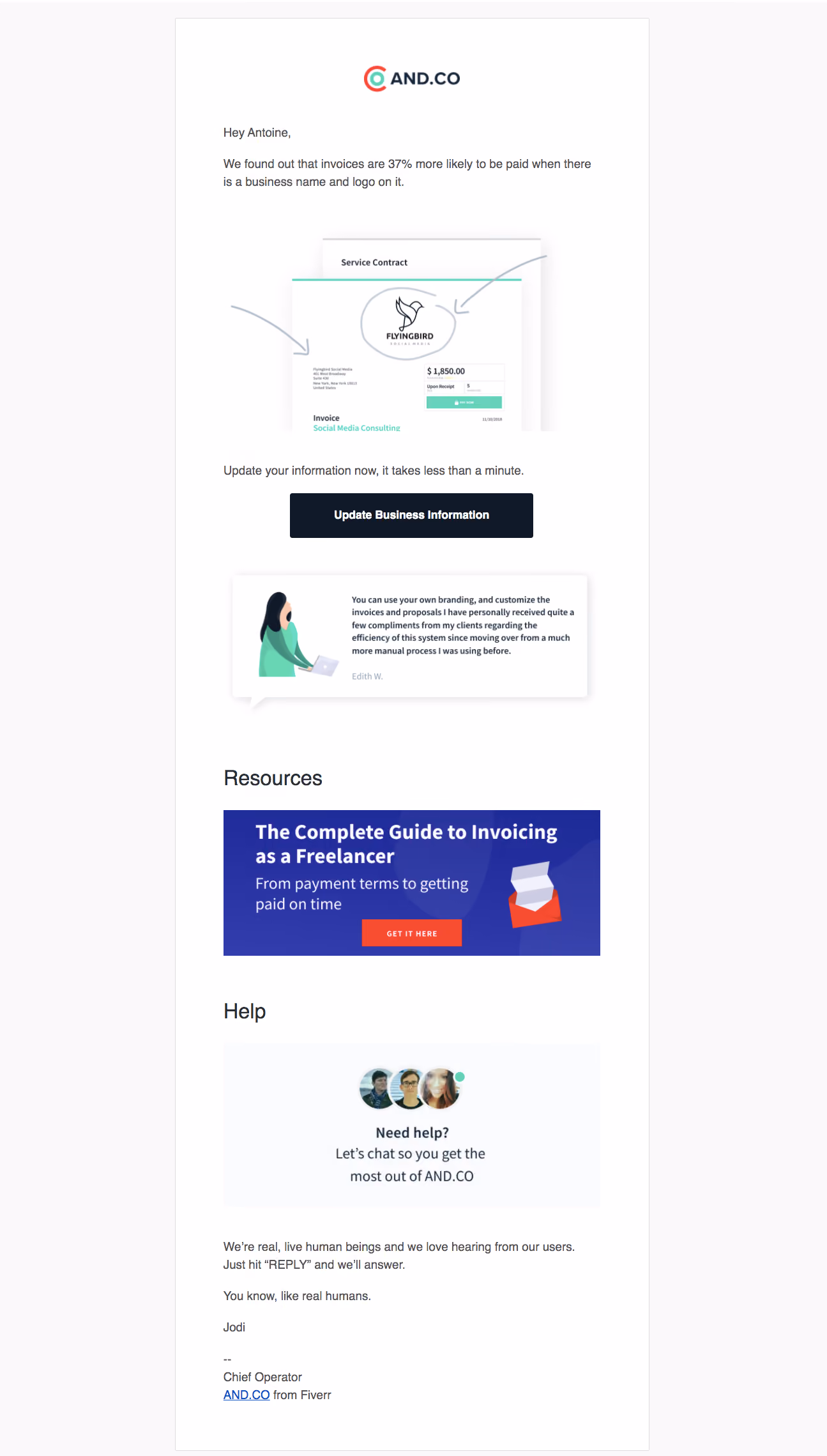 AND.CO Onboarding Email Flow
