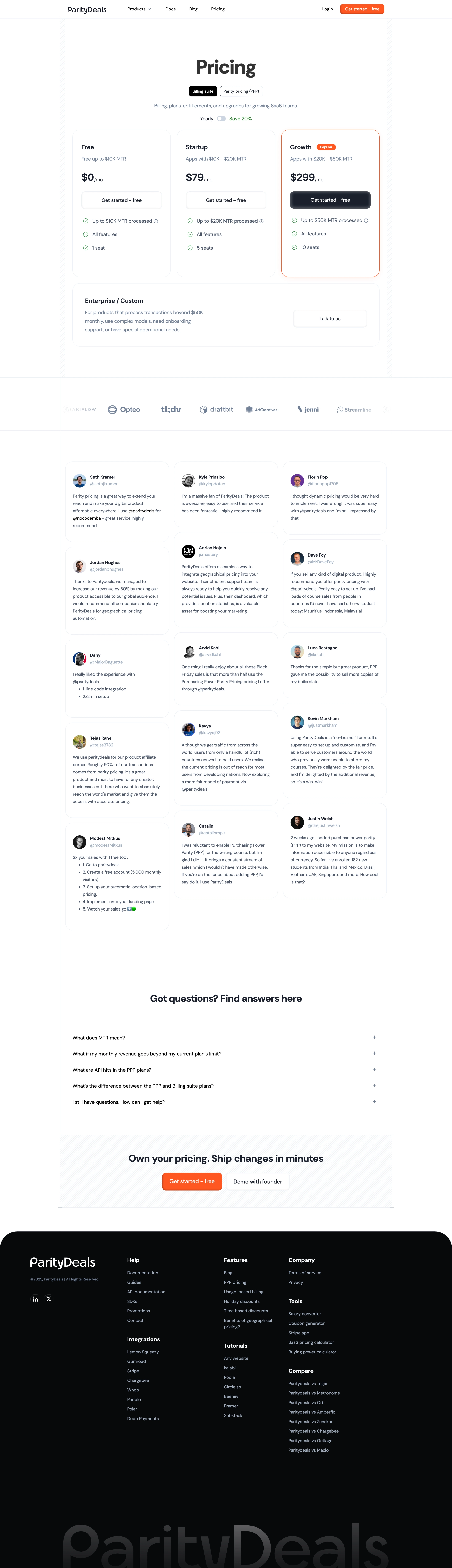 ParityDeals Pricing Page