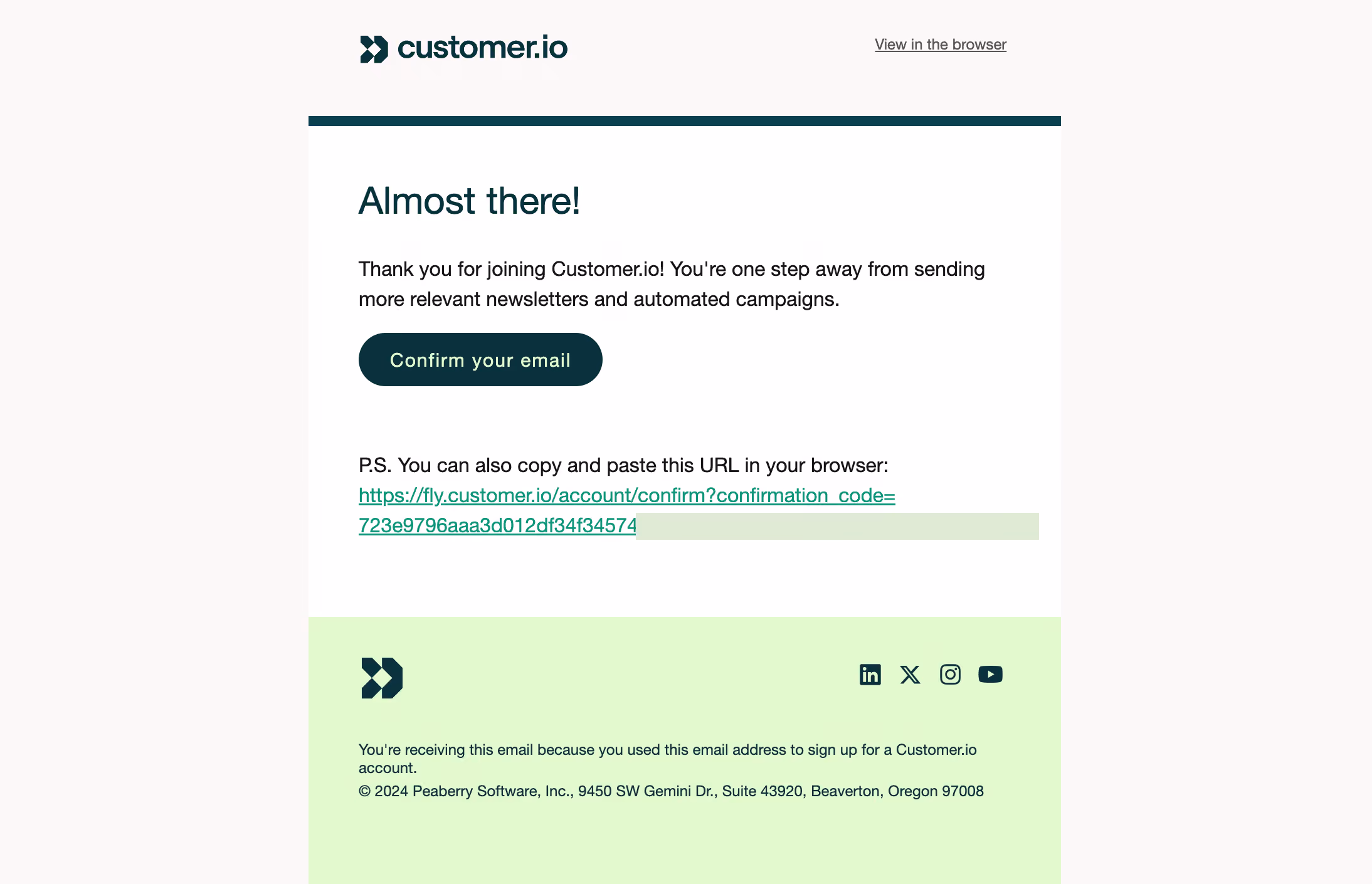 Customer.io Verification Email