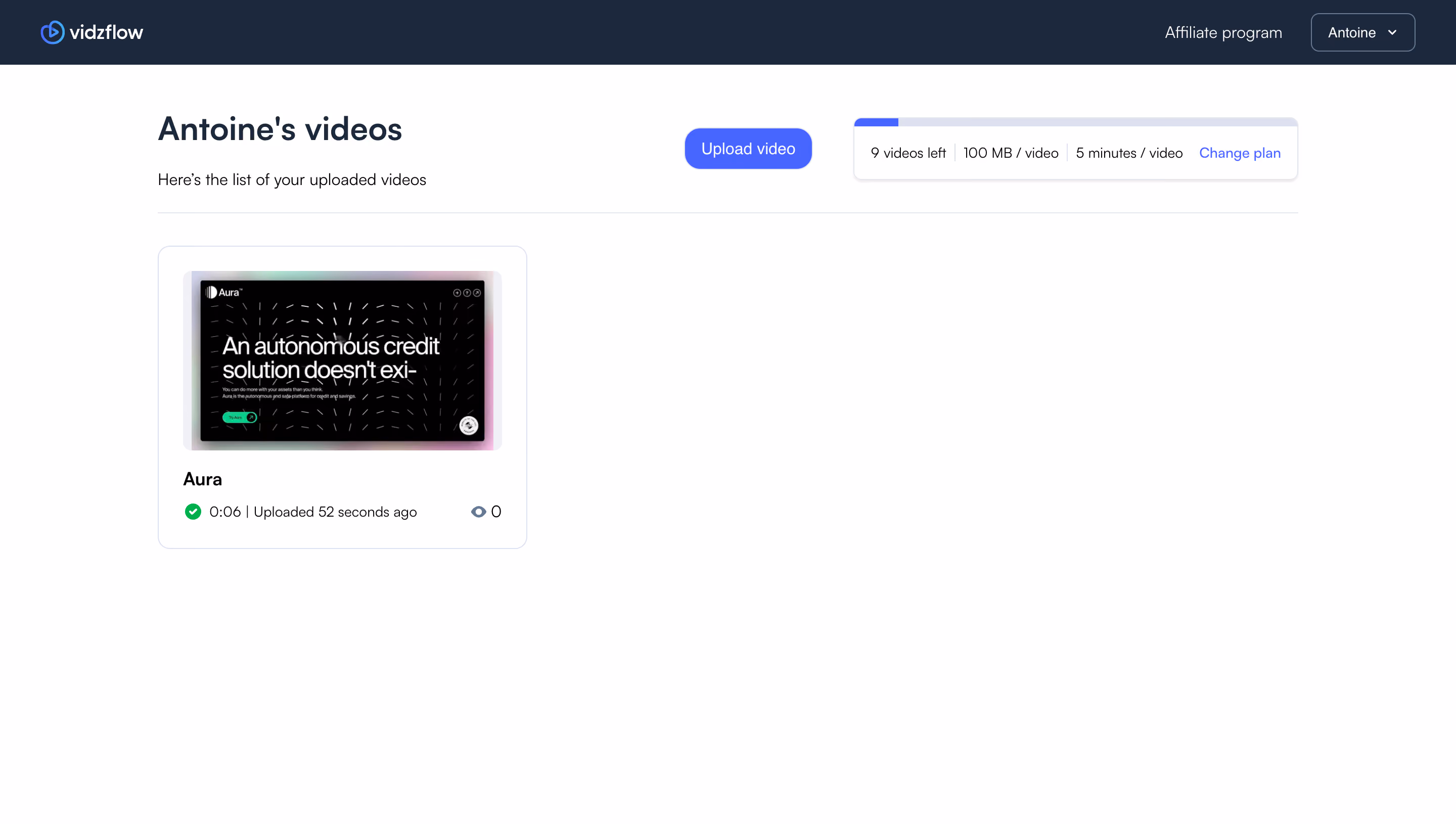 Vidzflow Dashboard